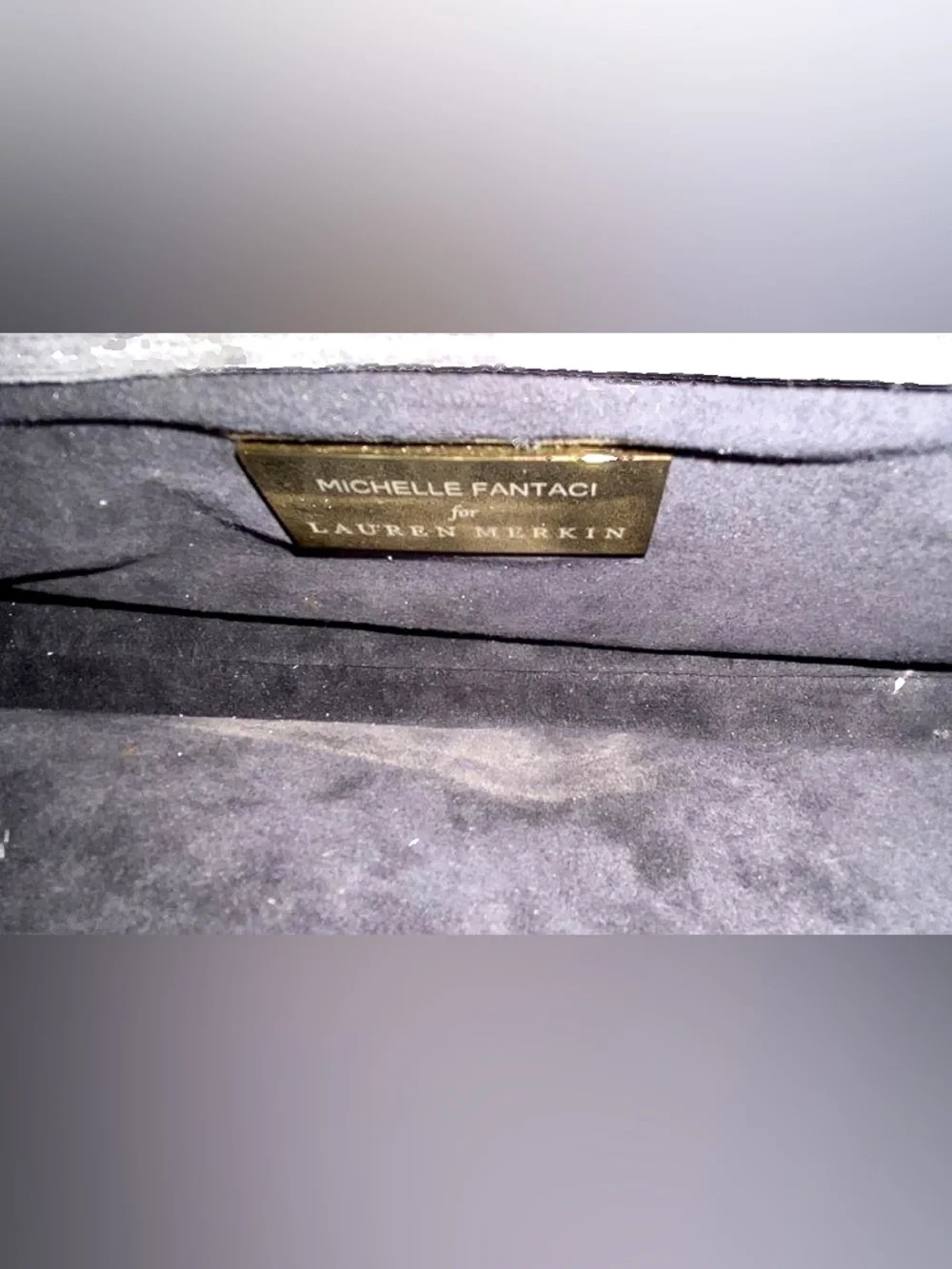 Vintage Lauren Merkin Michelle Fantaci Elegant Dark Gray Evening Clutch Cocktail